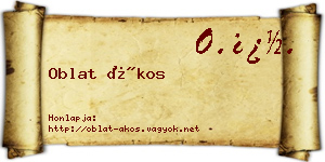 Oblat Ákos névjegykártya